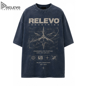 เสื้อยืดคอตตอนทรงหลวมโอเวอร์ไซส์ พิมพ์ลายตัวอักษรด้านหน้า น้ำหนัก 220 กรัม รุ่นพรีเมียมสำหรับผู้ชาย แขนเสื้อแบบดรอปโชว์เดอร์ - Product Image 1