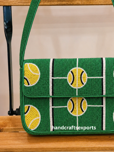 Sac à bandoulière de luxe fait main professionnel portable pour court de tennis, avec perles, rabat magnétique, logo personnalisé, écologique - Product Image 3