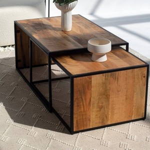 Mesa de Centro Rectangular de Madera Vandana Zenova Mira Nesting para Decoración Moderna de Sala de Estar - Product Image 3