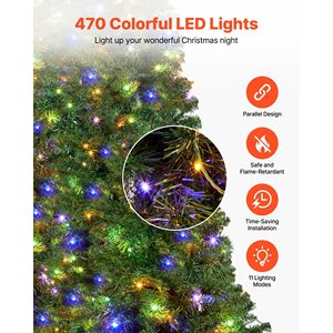 7.2ft Prelit Artificial Christmas <b>Tree</b> with 470 Colorful <b>LED</b> Lights 11 Lighting Modes Full Holiday Decor with 13 Lighting Modes - Product Image 4