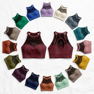 Latest Design High Neck Floral Mesh Sports <b>Bra</b> Women Racerback Push Up Workout Gym Fitness Supportive Activewear Wear Sports <b>Bra</b> - Product Image 1