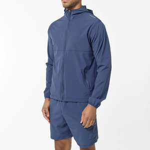 Men's Lightweight 100% Cotton Solid Color <b>Wind</b> <b>breaker</b> Set Custom Logo Windbreaker Jacket Shorts 2-Piece Set - Product Image 2