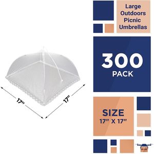 Tente pliable de couverture de nourriture en maille blanche de 300 pièces pour le camping en plein air BBQ 17X17 tente de fête en acier inoxydable lavable - Product Image 2