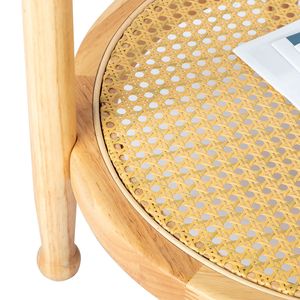Tavolino da Caffè in Rattan Fatto a Mano Stile Boho 50 cm con Piano in Vetro, Tavolino Piccolo per Soggiorno e Balcone - Product Image 4