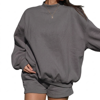 Setelan Pendek Mockneck Wanita Terlaris, Bahan Polyester Katun Terry Ramah Lingkungan, Tebal, Cepat Kering, Sablon Custom