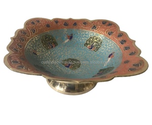 Cuenco con tema de pavo real cuadrado de latón hecho a mano, cuenco de servicio de Metal Digital de moda de lujo para dulces, frutas para decoración de sala de exposición - Product Image 1