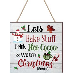 Letrero Colgante de Madera para Puerta de Navidad con Diseño de Bastón de Caramelo y Chocolate Caliente para Decoración de Cafetería en Navidad y Fiestas de Invierno - Product Image 1