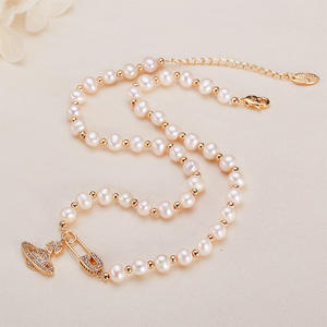 Collar de Perlas de Agua Dulce Genuinas de Zhuji para Mujer, Cadena de Clavícula Moderna, Accesorio de Moda, Collar al por Mayor - Product Image 1