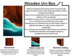 Urne funéraire en résine motif vague océanique en bois de rose – Souvenir commémoratif de crémation - Product Image 5