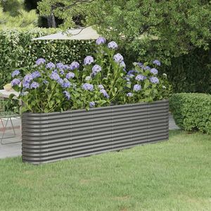 Grand lit de jardin surélevé en acier gris thermolaqué, durable, pour pots et jardinières - Product Image 1