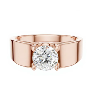 Bague en diamant de laboratoire 1 carat, or rose 14 carats, taille brillant rond, certifiée IGI, unisexe, pour fiançailles, mariage, usage quotidien - Product Image 1