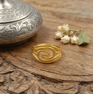 DIVYORO แหวนเซอร์เพนทีนทองแดงและทองเหลืองชุบทองคลาสสิกสำหรับผู้หญิง - Product Image 4