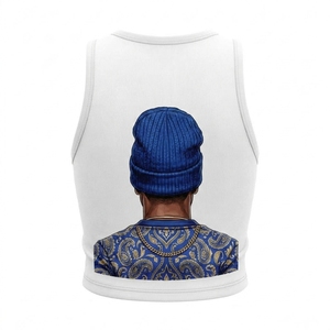 Women's High Quality Anti Peel Print Short Tank <b>Top</b> Hip Hop Style O-Neck Breathable 100% Cotton Knitted Front Logo ODM OEM - Product Image 2
