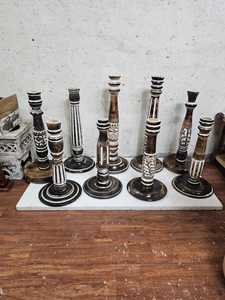 Porte-bougies en bois imprimés à la presse à lettres, faits à la main, style rustique, centres de table pour mariages, Noël, événements, décoration intérieure - Product Image 2
