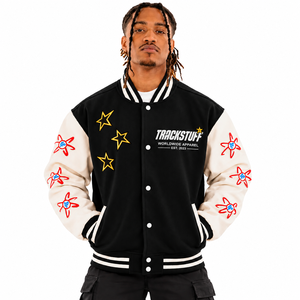 Trackstuff <b>Mens</b> Button Varsity <b>Jacket</b> <b>Green</b> Color Block Hip Hop Letterman Coat Breathable <b>Waterproof</b> Winter - Product Image 3