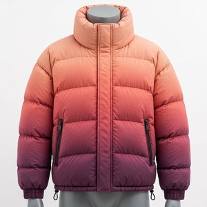 Men's Gradient Color Puffer Jacket Winter <b>Coat</b> <b>Stand</b> Collar Zip Up Outdoor Streetwear Custom Private Label OEM ODM - Product Image 1