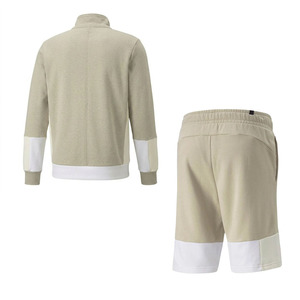 <b>Men's</b> Fleece Track <b>Jacket</b> And Shorts Set Solid Color Casual Autumn Wear Stand Collar Full Zip Design <b>Men</b>’s <b>Summer</b> Shorts Set - Product Image 2