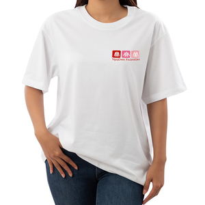 เสื้อยืดลำลองคุณภาพระดับพรีเมียมสำหรับผู้หญิง ผลิตจากผ้าฝ้าย 100% และใยไผ่ พร้อมโลโก้ มีไซส์ตั้งแต่ XS ถึง 5XL ทรงหลวม ราคาขายส่งจากซัพพลายเออร์บังกลาเทศ - Product Image 2