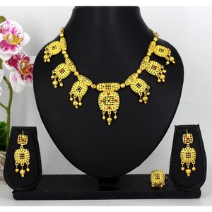 Necklace With Earrings <b>Jewellery</b> Set Gold plated Pure <b>Brass</b> High Quality India Dubai Necklace Design Necklace <b>Jewellery</b> Set - Product Image 2