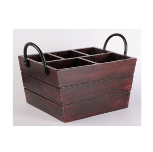 Support de rangement rectangulaire en bois fait main, style rustique, à un seul niveau, pour couverts et ustensiles de table – Vente en gros - Product Image 6