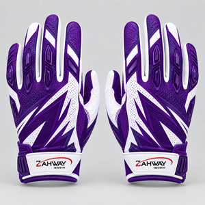 Nouveaux gants de sport à doigts entiers, imprimé violet et blanc, antidérapants, respirants, avec sangle de poignet réglable, unisexes, pour le football américain - Product Image 3