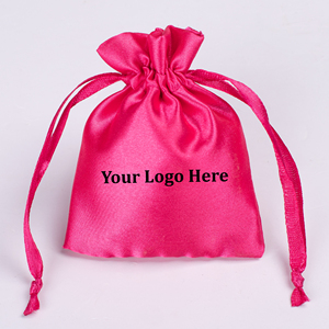 Jewelry Packaging Pink Satin <b>Drawstring</b> <b>Pouch</b> Bag With Custom Logo Promotional Branding Wedding Favor <b>Pouches</b> - Product Image 3