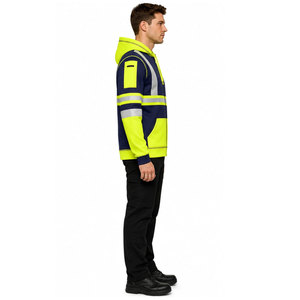 ANSI Class <b>3</b> Reflective Fleece Safety Clothing Hoodie with Detachable Hood Hi Vis Polyester Customizable Logo Support - Product Image 5