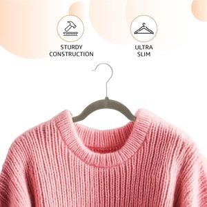 Appendiabiti Sottili Antiscivolo in Velluto Grigio/Argento - Confezione da 30 Pezzi - Supporto per Abiti - Product Image 4