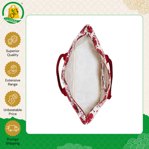 Bolso de mano elegante de algodón biodegradable y ecológico de alta calidad con cierre de cremallera, estampado completo, bolso de hombro informal. - Product Image 2