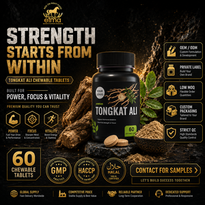 Elma Food Extracto de Raíz de Tongkat Ali, 60 Tabletas Masticables Naturales Halal para Hombres, OEM/ODM, Apoyo al Metabolismo y la Circulación - Product Image 1