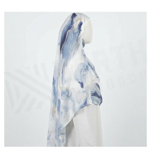 NORTH APPROACH Women's <b>Square</b> <b>Silk</b> <b>Scarf</b> Hand-Painted Cloud Pattern Elegant Multi-Functional All Seasons Wear - Product Image 3