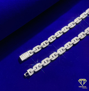 Collier de luxe en argent sterling 925 avec chaîne maille marine et moissanite, serti de pierres, pour hommes et femmes, bijoux en gros - Product Image 2