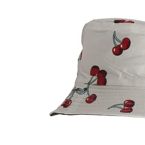Chapeau seau imprimé cerise blanche unisexe, décontracté, printemps-été, en coton respirant, pour adulte, 56-58 cm - Product Image 4