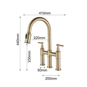 Rubinetto da Cucina a 3 Fori in Ottone Lucidato con Finitura in Acciaio Inossidabile per Uso Domestico - Product Image 5