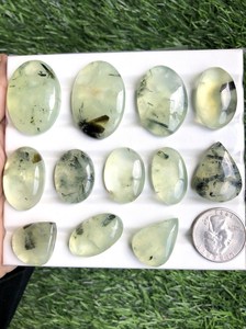 พลอยเพรนไนต์คุณภาพพรีเมียม ทรงคาโบชอง ขัดเงาทั้งสองด้าน สีเขียวธรรมชาติ สำหรับทำเครื่องประดับ เหมาะสำหรับช่างเงิน ช่างโลหะ - Product Image 5