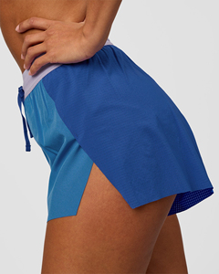 Shorts Deportivos Azules de Cintura Alta con Cordón Ajustable, Tejidos en Poliéster Transpirable, Shorts de Entrenamiento para Mujer - Product Image 4