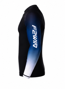 F2WIN Rashguard Unisexe à Manches Longues Noir Bleu Dégradé Séchage Rapide Anti-Bactérien Écologique Spandex Polyester Maillot de Bain Adulte - Product Image 3