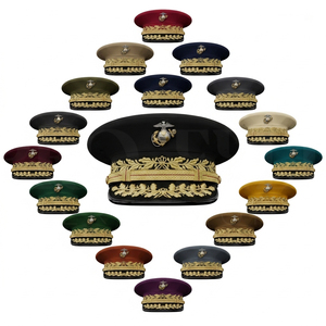Custom Material Embroidered Badge Peak <b>Cap</b> Gold Leaf Design Formal Uniform Style Adjustable Accessory OEM ODM Polyester <b>Hat</b> - Product Image 1