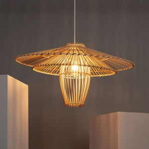 Luminaire de plafond en rotin avec design tressé à la main, matériau naturel et éclairage ambiant chaleureux, idéal pour la décoration intérieure - Product Image 2