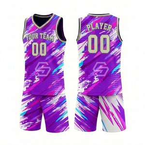 Tenue d'équipe de haute qualité pour jeunes, personnalisée, imprimée par sublimation, respirante, 100% polyester, ensemble de basket-ball rose, personnalisé pour hommes et femmes - Product Image 4