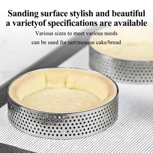 Coeur Tarte Anneau En Acier Inoxydable Perforé Fournitures De Cuisson Sans Soudure Rond Personnalisé Mousse Gâteau Perforé Tarte Anneau Outil De Cuisson - Product Image 5