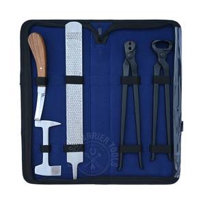 Juego de Herramientas Profesionales para Herrador: Sacapuntas Negro, Cortaúñas para Pezuñas, Pulidor de Acero, Cuchillo de Doble Filo, Lima y Estuche de Rexine - Product Image 1