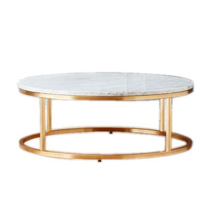 Table basse décorative en marbre et laiton pour la maison et le jardin, meuble décoratif en métal et marbre - Product Image 4