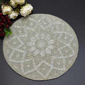 Floral Design Embroidery Glass Seed Beaded <b>Placemat</b> <b>For</b> Festive Homedecor Handmade Stylish Dining Coffee Decorative <b>Table</b> Accent - Product Image 6