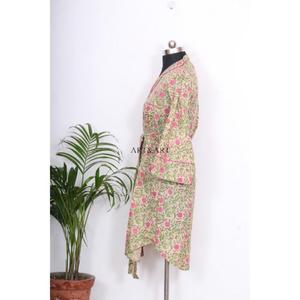 Robe de chambre en coton fleuri pour femme, grande taille, style kimono, avec dentelle, taille unique, à manches, pour mariée, usage quotidien, cadeau idéal pour elle - Product Image 5