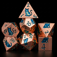 Jeu de dés DND Blue Dog Cat Dice Point, 7 dés métalliques, Dragon et Donjons, jeu de rôle, bords tranchants, faits à la main, jeu de société