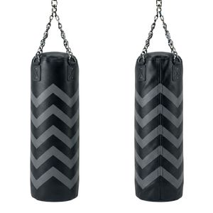 Sac de frappe suspendu noir haute densité à motif chevron pour l'entraînement de boxe, le fitness, la gym et la pratique des compétences - Product Image 1