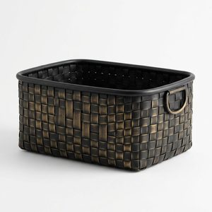 Handmade 30 cm Iron Wire <b>Basket</b> Black and Gilt Real Weave Woven Strip for Home Decor Hotels Weddings As a <b>Table</b> <b>Basket</b> - Product Image 1