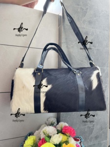 Bolsos de Cuero Auténtico de Vaca, Multiusos, Hechos a Mano, Unisex, Bolsa de Viaje Grande, Bolso de Mano con Pelo de Animal - Product Image 6