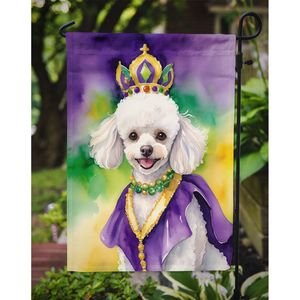 Multicolor blanco caniche rey Mardi Gras jardín bandera decorativa buzón y Patio Banner para patio y césped ilustraciones para camas de flores - Product Image 3